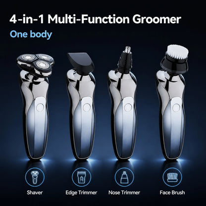 MENGLIR 3016 Mini Rotary Shaver 3 Blades IPX6 Waterproof Li-ion Battery 90-Minute Runtime USB Rechargeable Portable Grooming Kit