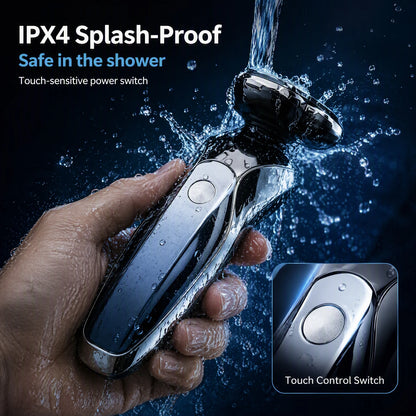 MENGLIR 3016 Mini Rotary Shaver 3 Blades IPX6 Waterproof Li-ion Battery 90-Minute Runtime USB Rechargeable Portable Grooming Kit