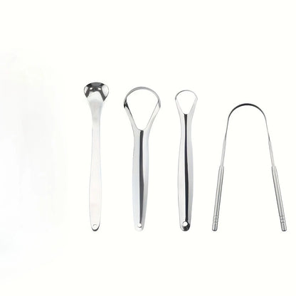 1/2/3/4pcs Tongue Scrapers for Adults Tough Metal Tongue Cleaner w/Storage Case Stainless Steel Tongue Scrubber for Fresh Breath