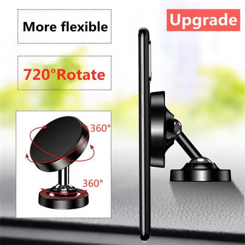Creative Dual Axis Alloy Magnetic Car Bracket 720° Rotation Double Ball Magnetic Phone Holder for Any Model Phone