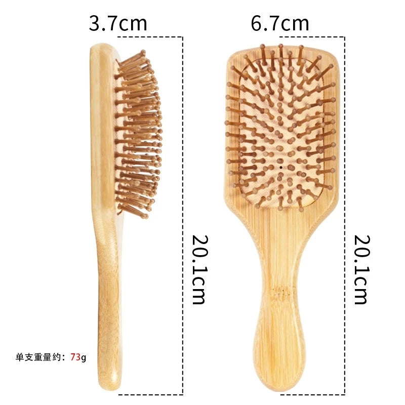 Natural Bamboo Paddle Comb Air Cushion Comb Scalp Massage Anti-Static Tangle Free Comb, Special for Real Hair Wigs