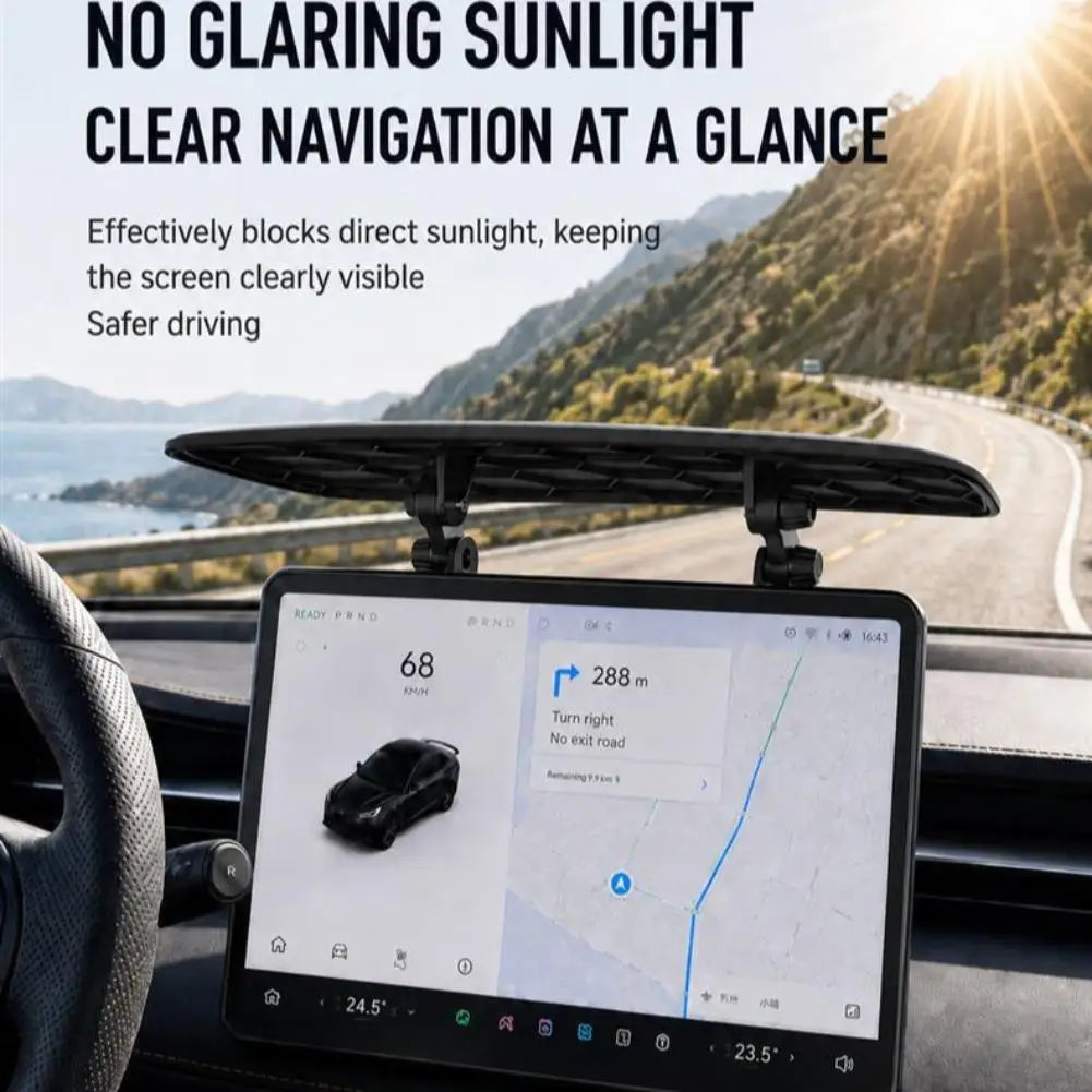 Car Screen Sun Visor Adjustable Sunshade Anti Glare Shield Dashboard Central Control Rotating Screen Bracket