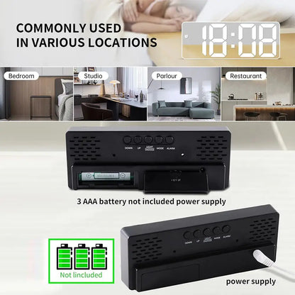 Plastic Voice Control Digital Alarm Clock Adjustable Voice Control LED Electronic Alarm Clock Anti-disturb 12/24H Desktop Clock