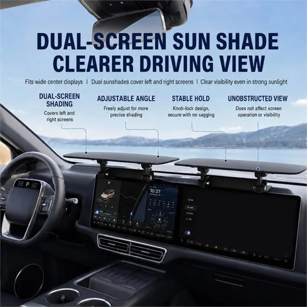 Car Screen Sun Visor Adjustable Sunshade Anti Glare Shield Dashboard Central Control Rotating Screen Bracket