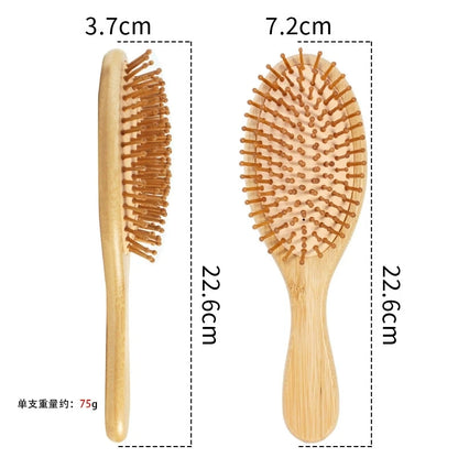Natural Bamboo Paddle Comb Air Cushion Comb Scalp Massage Anti-Static Tangle Free Comb, Special for Real Hair Wigs