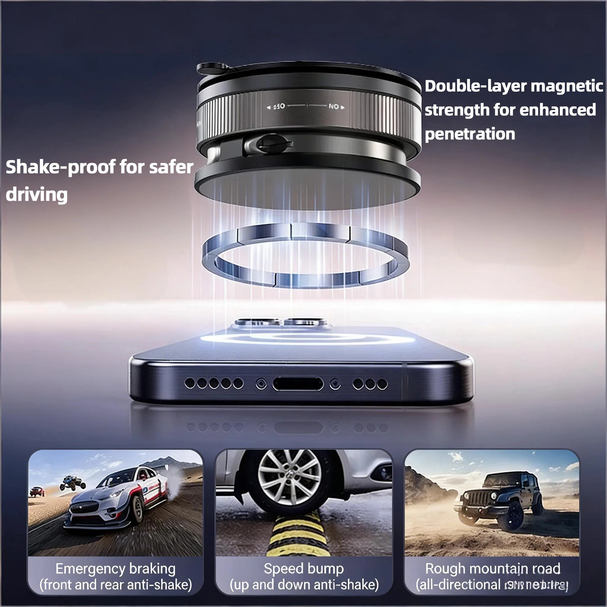Magnetic Phone Holder for Car 360° Rotatable Foldable & Adjustable Magnetic Car Mount, Suction Cup Phone Holder for Car/Mirror