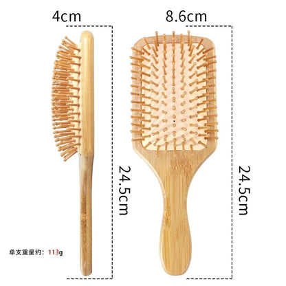 Natural Bamboo Paddle Comb Air Cushion Comb Scalp Massage Anti-Static Tangle Free Comb, Special for Real Hair Wigs