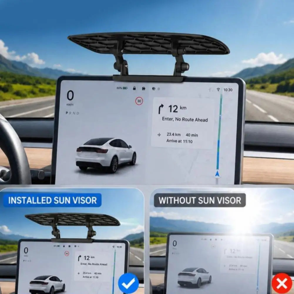Car Screen Sun Visor Adjustable Sunshade Anti Glare Shield Dashboard Central Control Rotating Screen Bracket